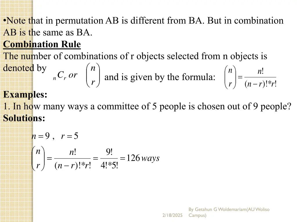 note that in permutation ab is different from