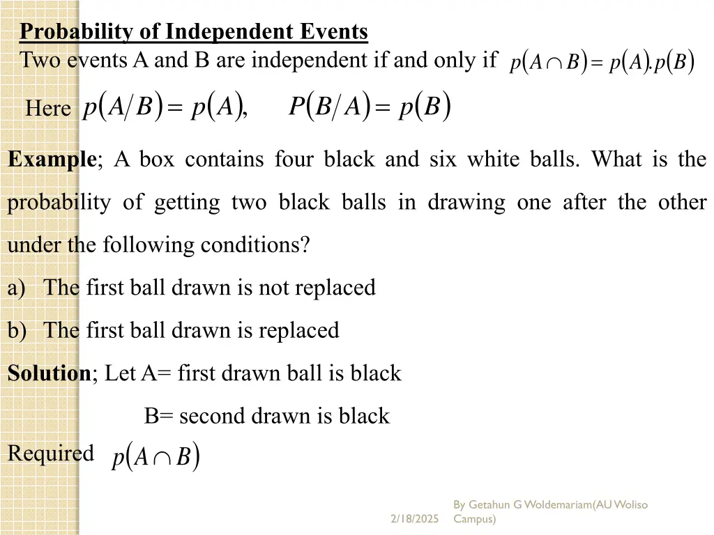 probability of independent events two events