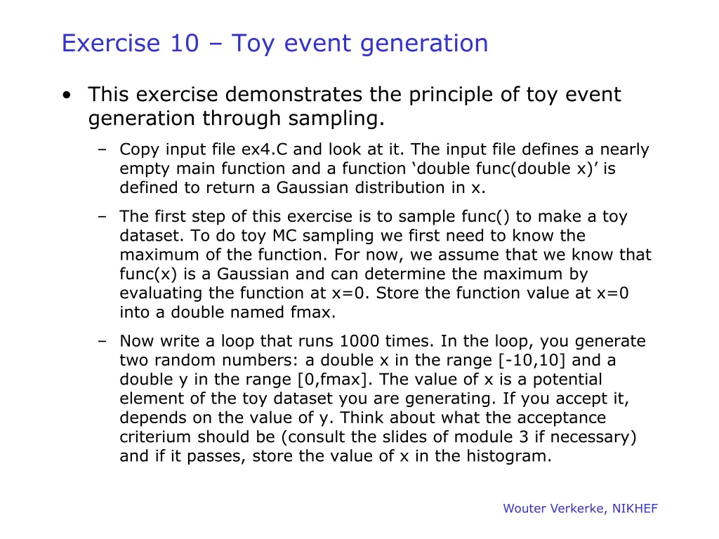 exercise 10 toy event generation