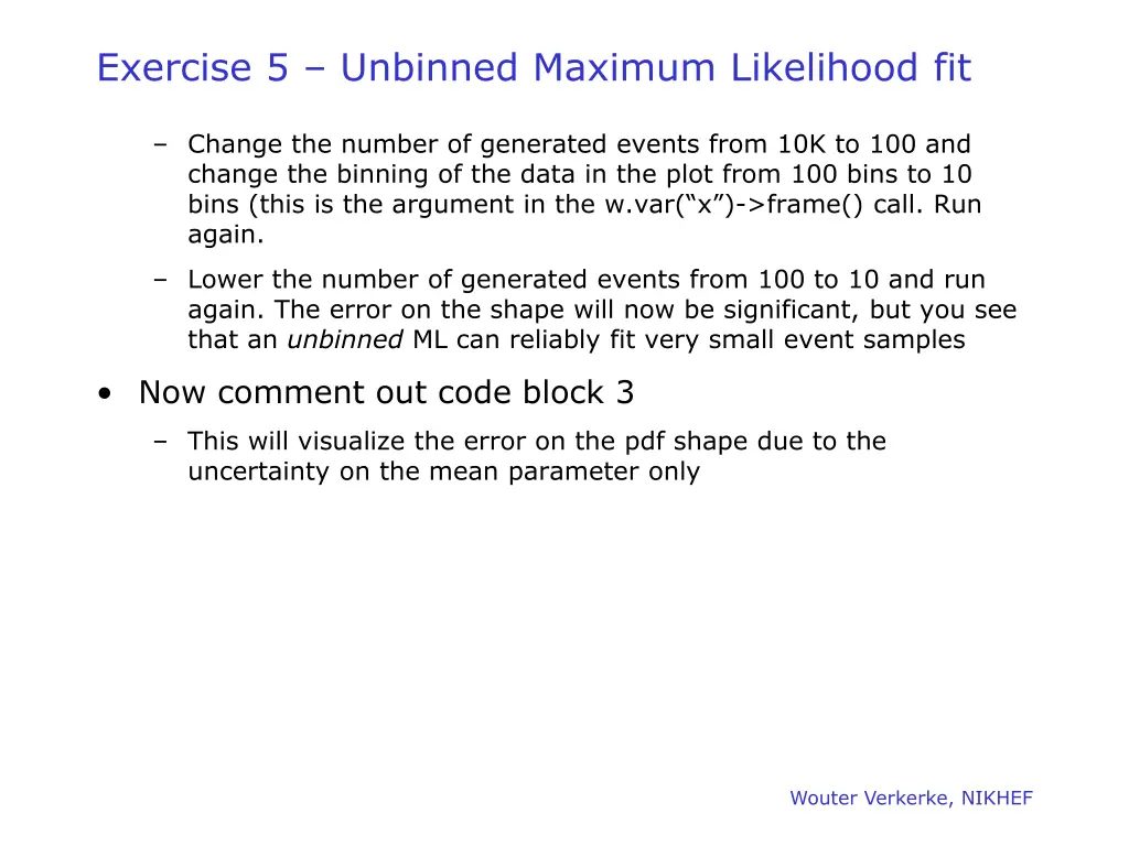 exercise 5 unbinned maximum likelihood fit 1