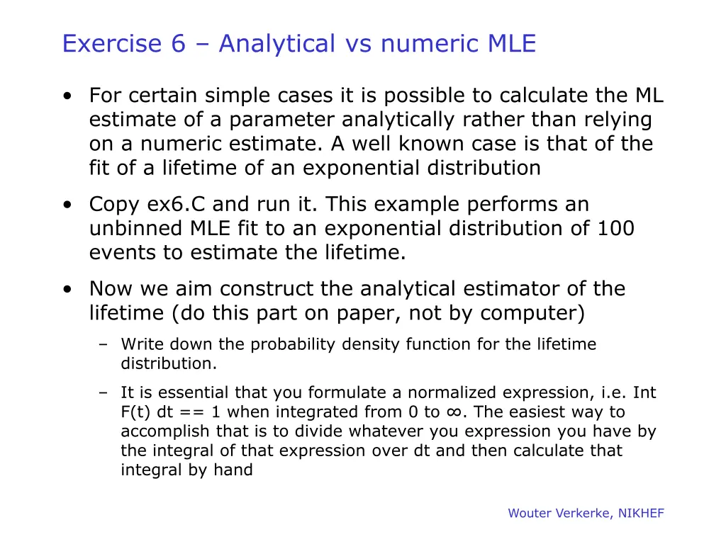 exercise 6 analytical vs numeric mle