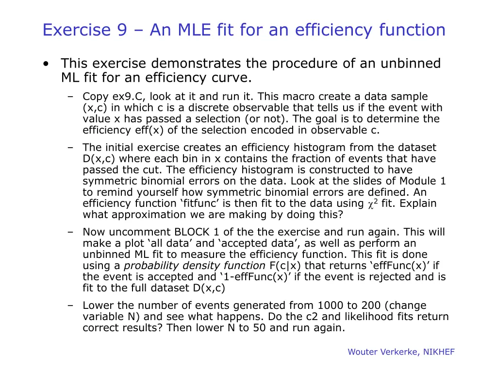 exercise 9 an mle fit for an efficiency function
