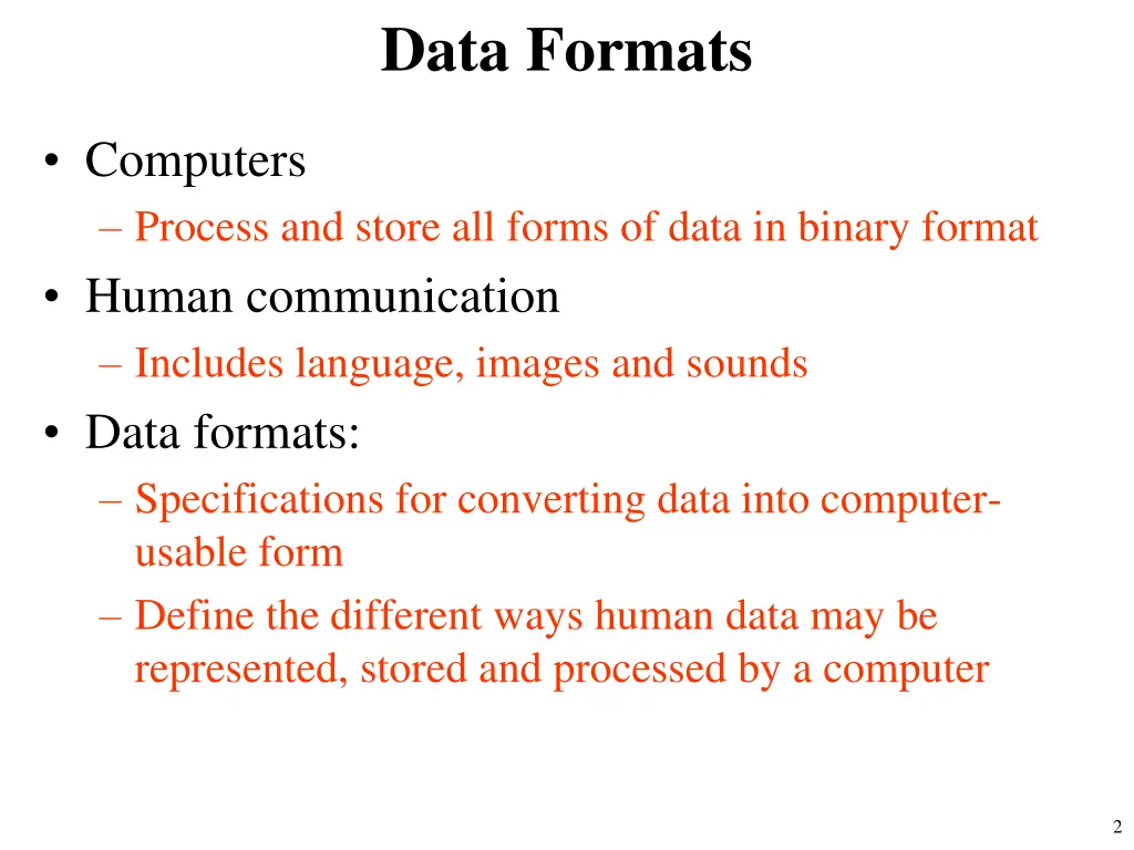 data formats