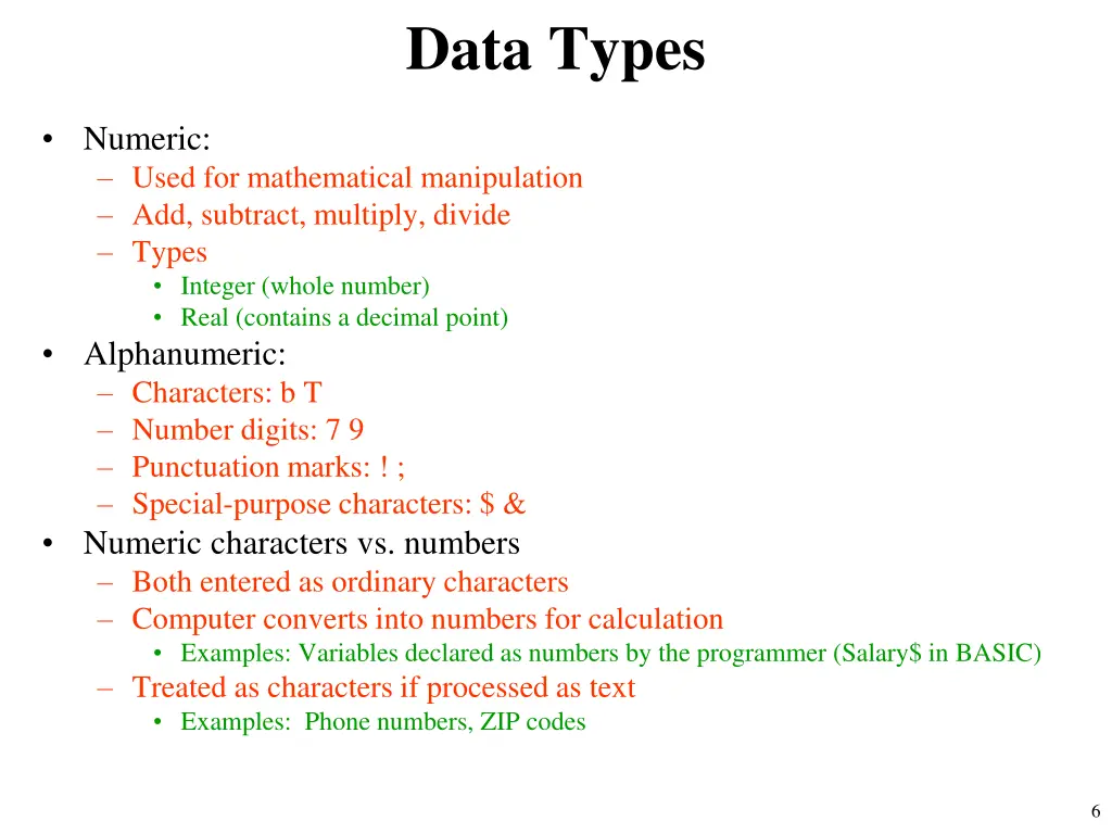 data types