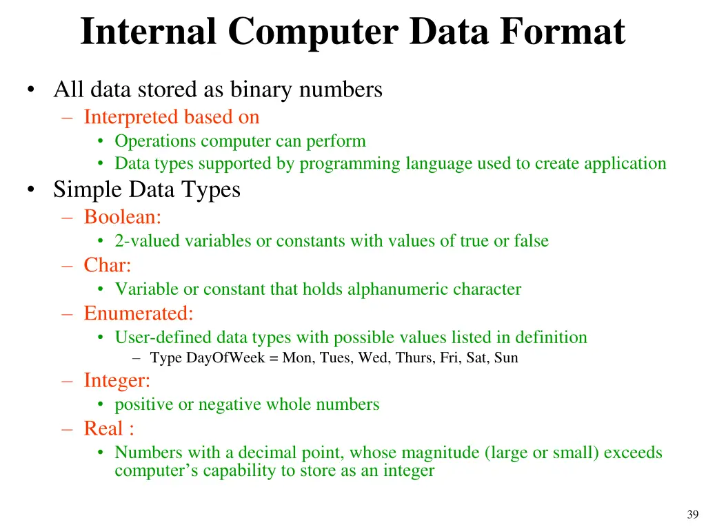 internal computer data format