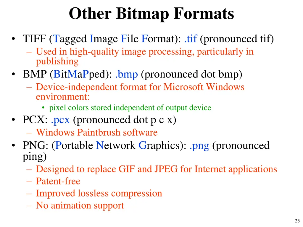 other bitmap formats