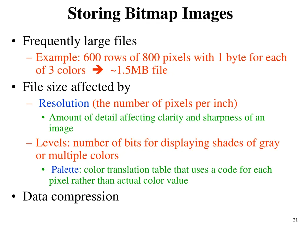 storing bitmap images