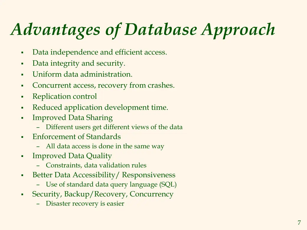 advantages of database approach