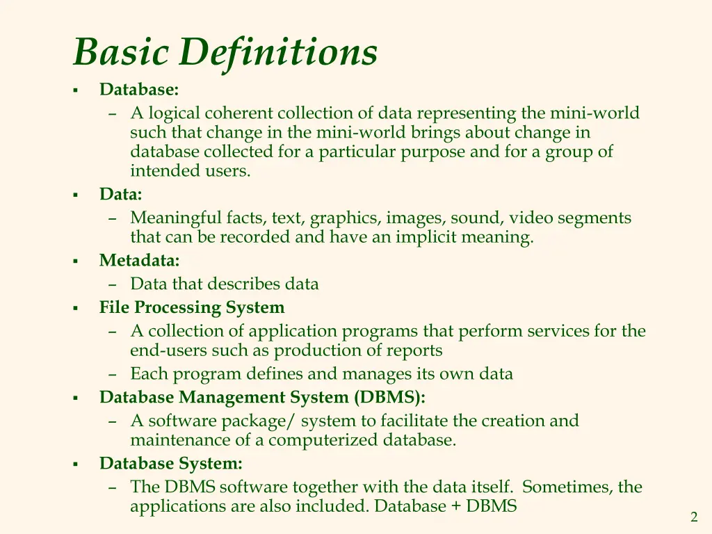 basic definitions