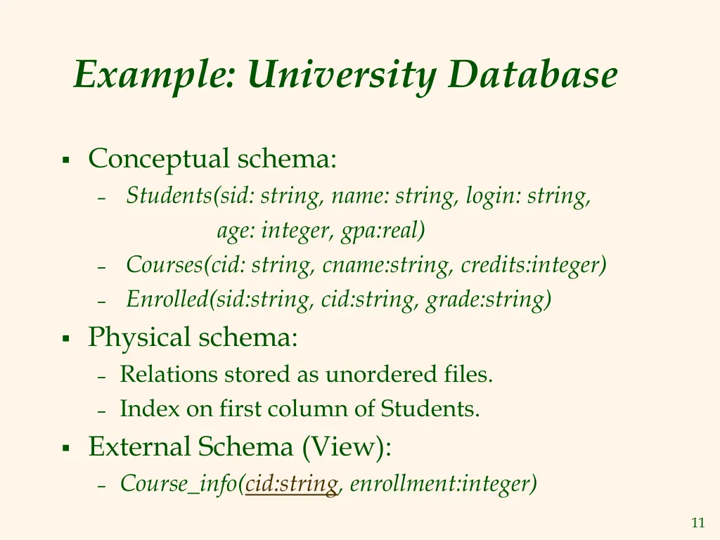 example university database