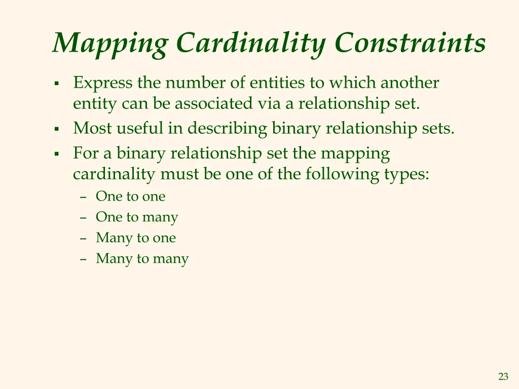 mapping cardinality constraints
