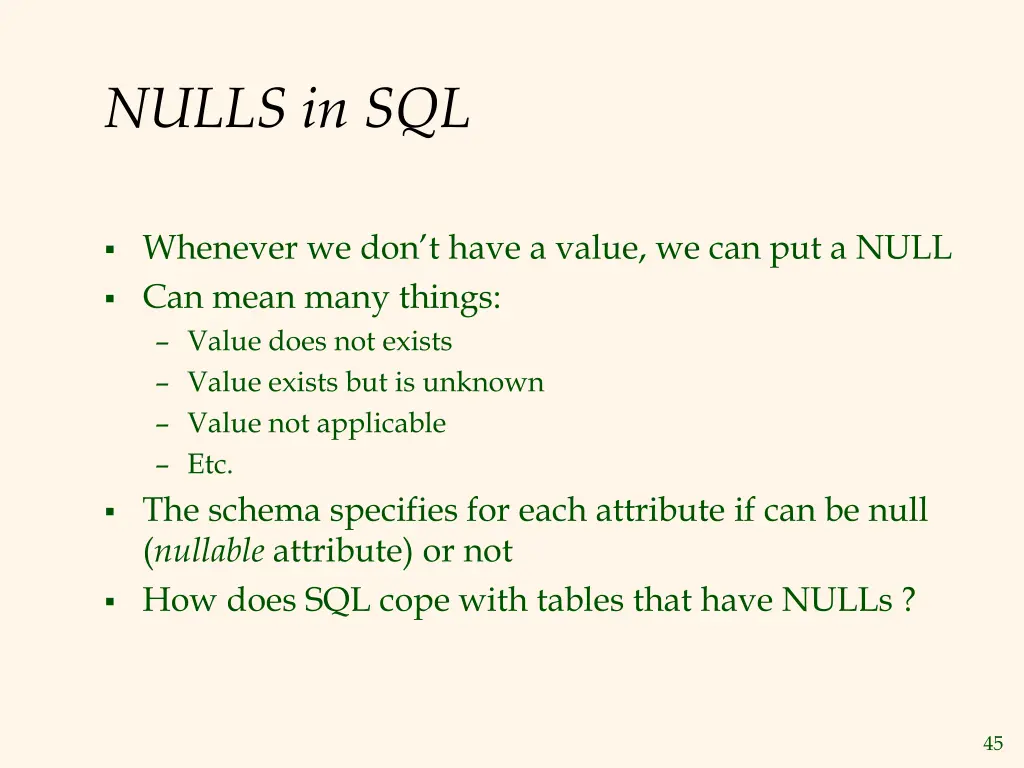 nulls in sql