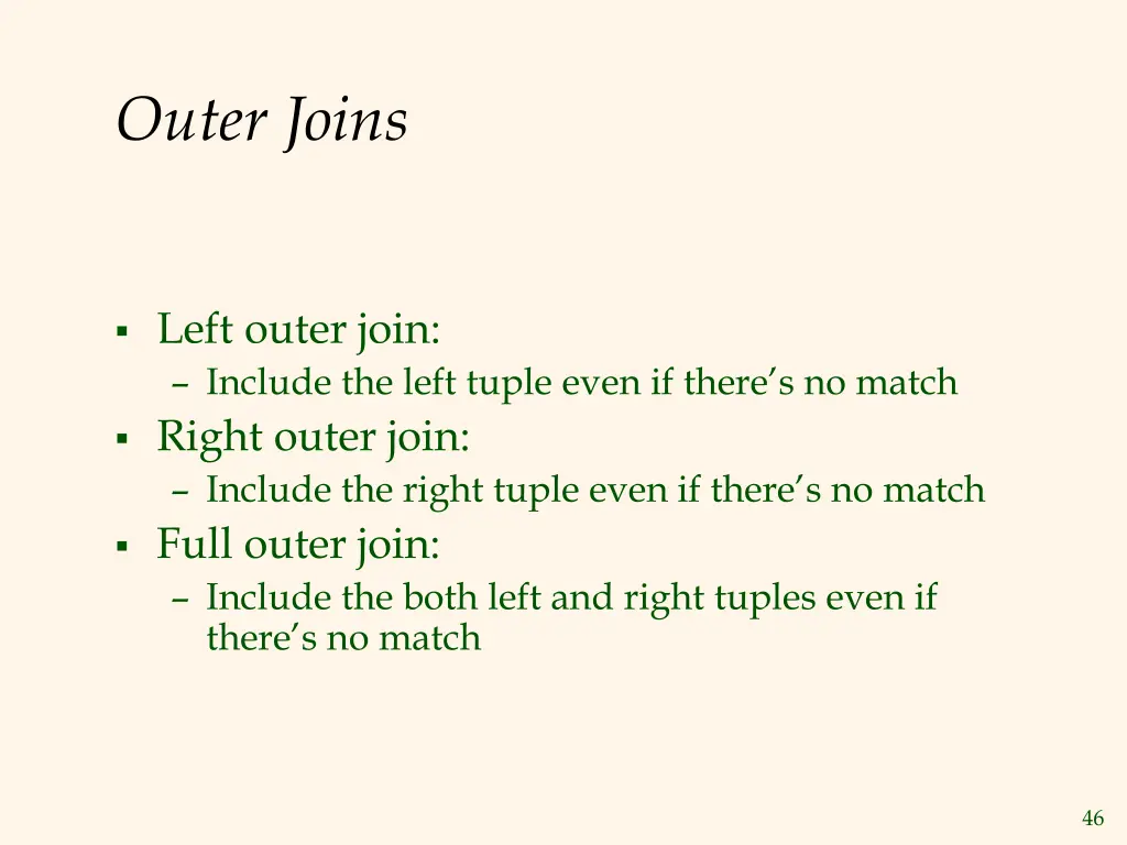 outer joins