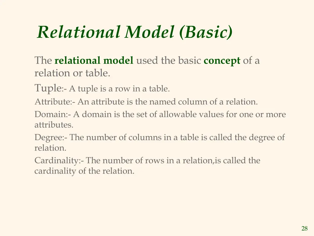 relational model basic