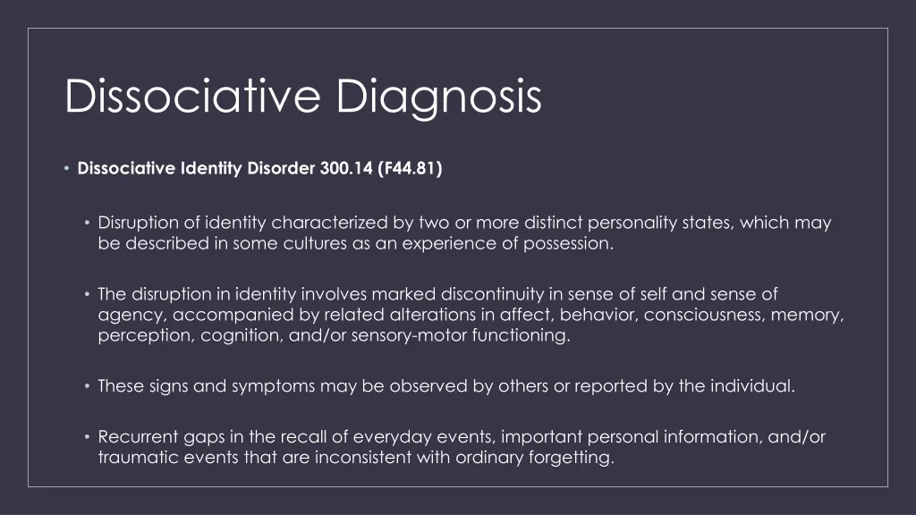 dissociative diagnosis 1