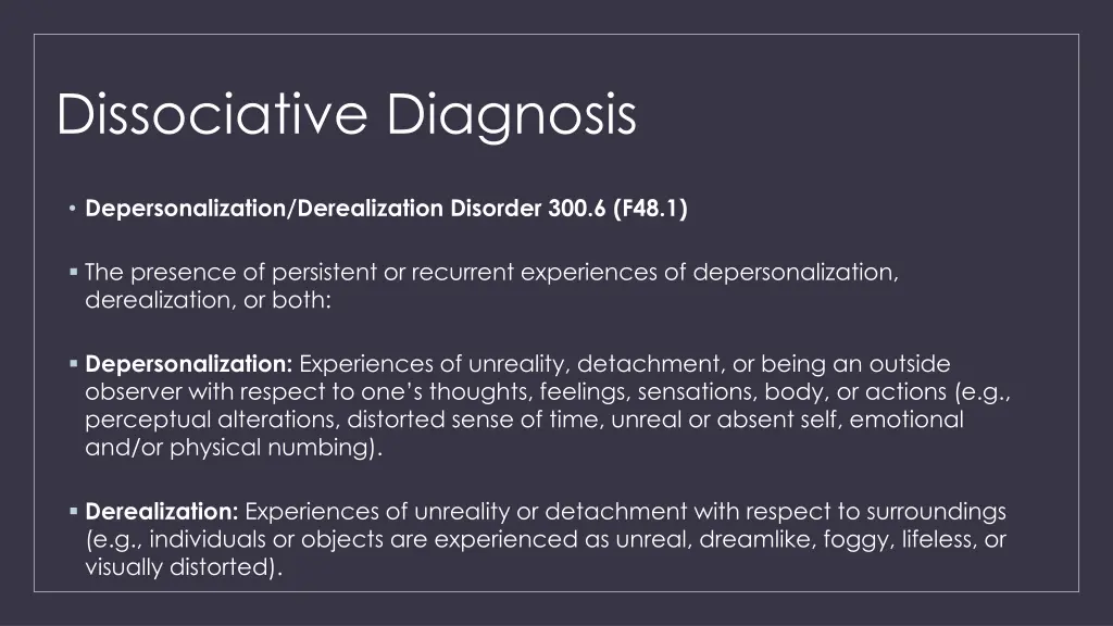dissociative diagnosis 5