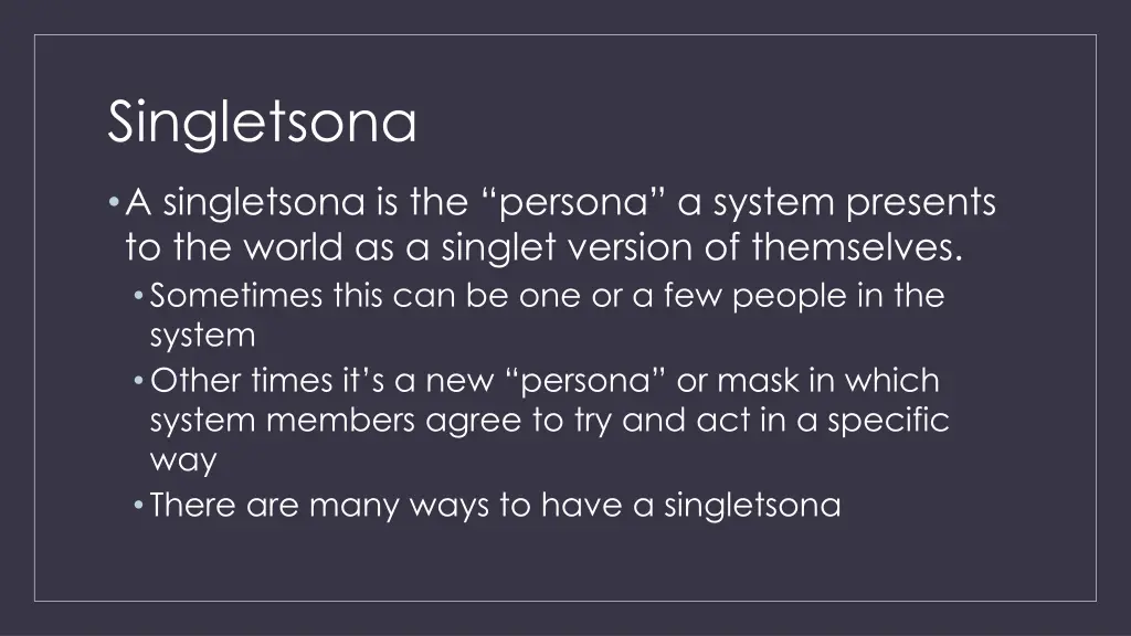 singletsona