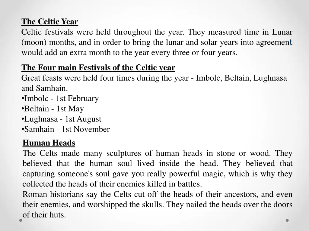 the celtic year celtic festivals were held