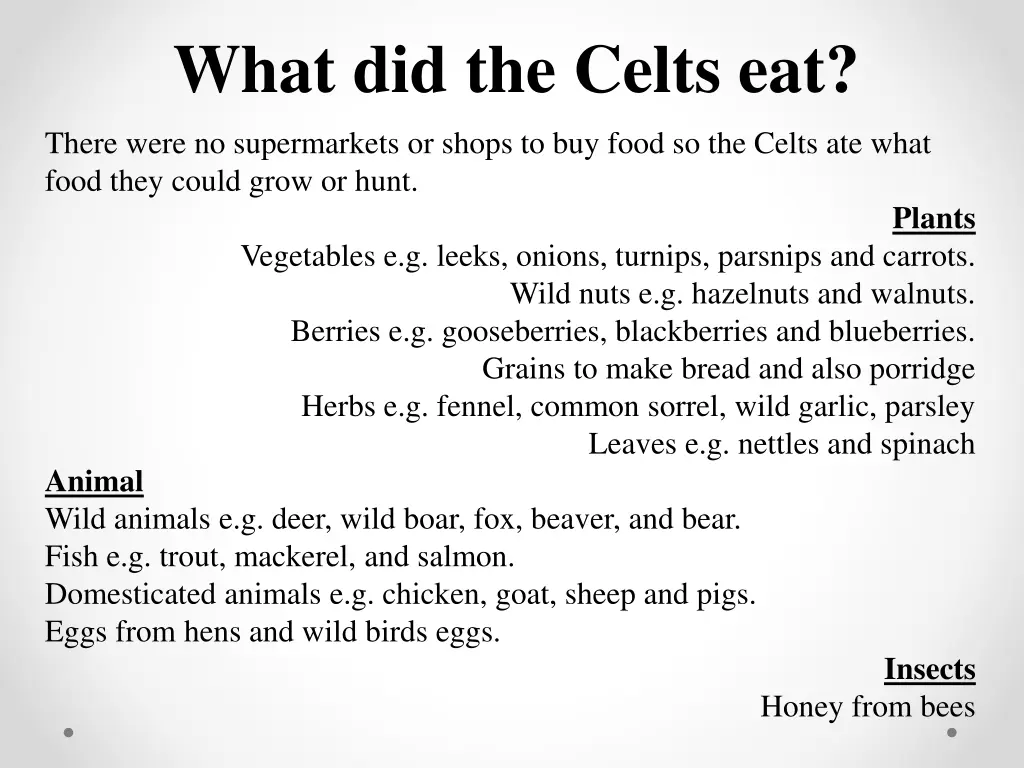 what did the celts eat