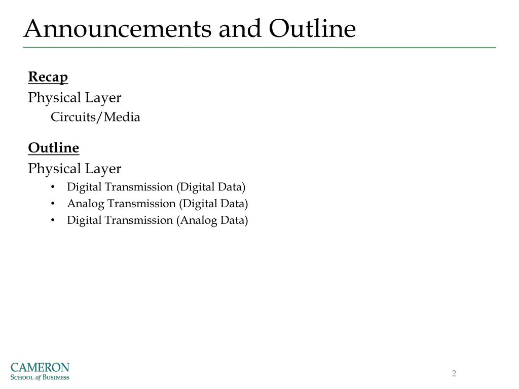 announcements and outline