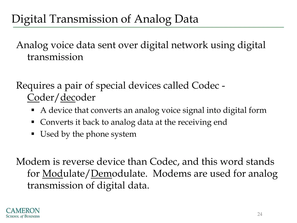 digital transmission of analog data