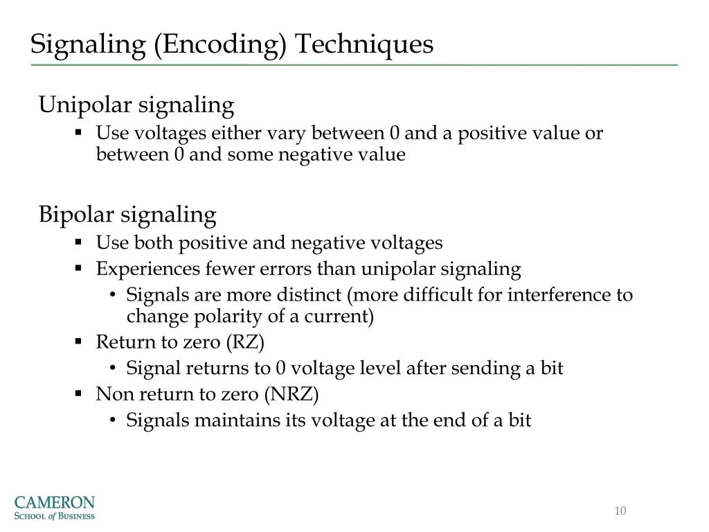 signaling encoding techniques