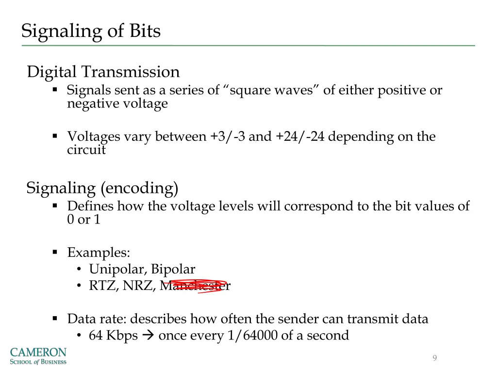signaling of bits