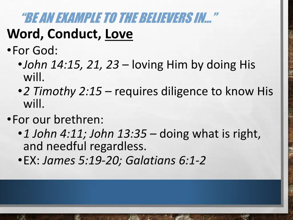 be an example to the believers in word conduct 1