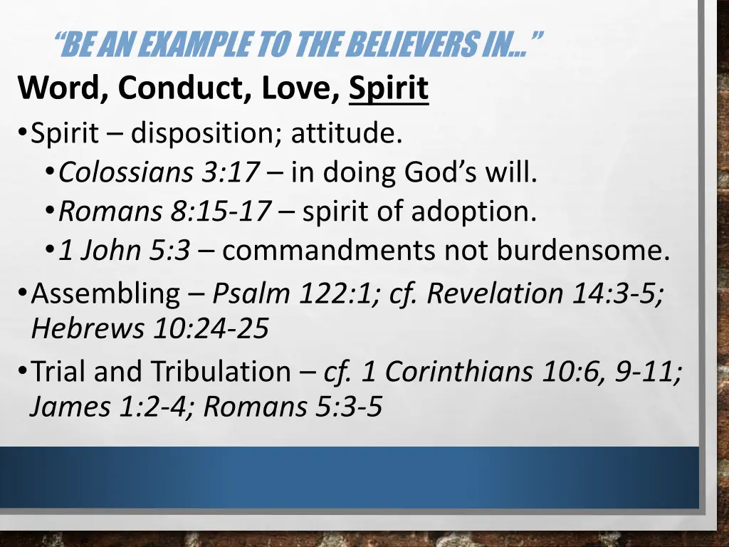 be an example to the believers in word conduct 2