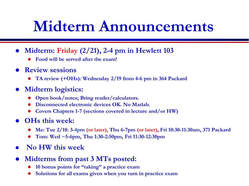 midterm announcements