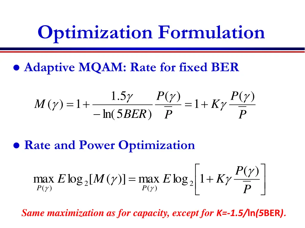 optimization formulation