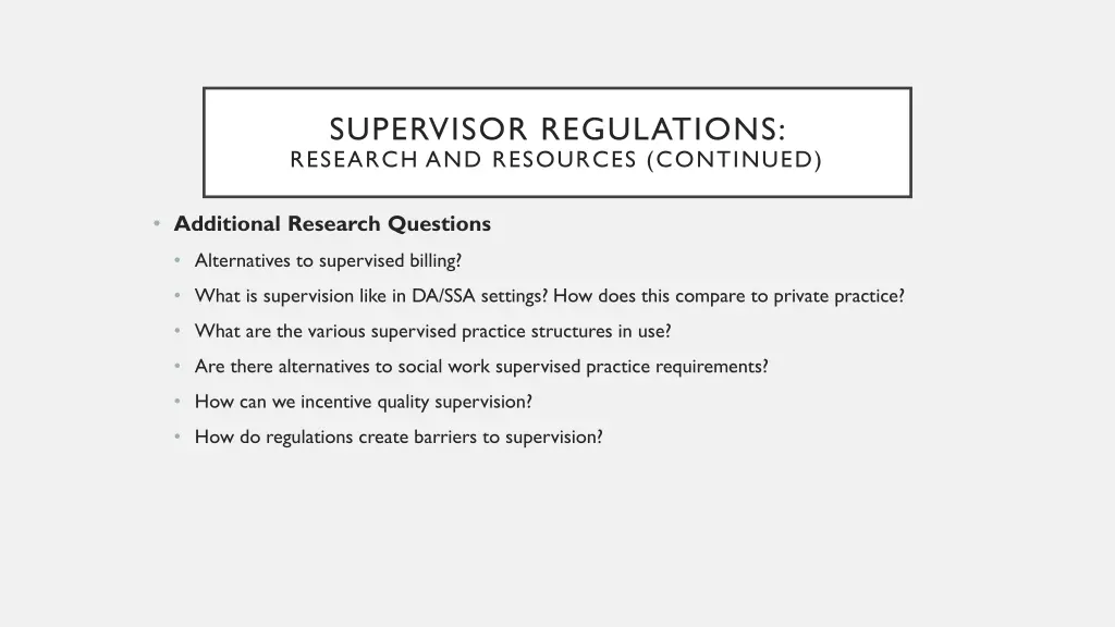 supervisor regulations research and resources 1