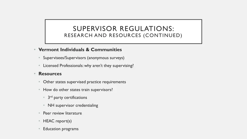 supervisor regulations research and resources 2