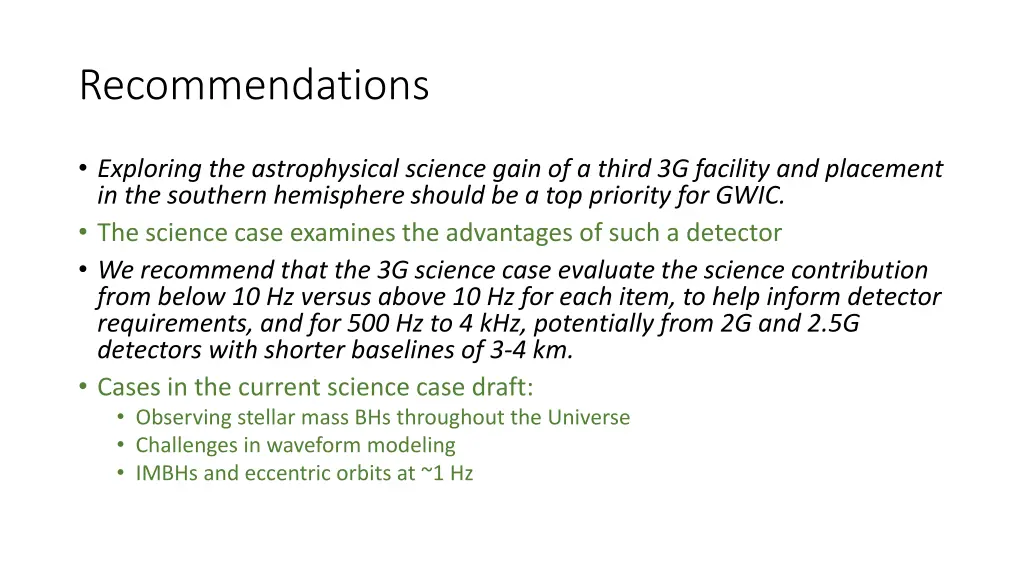 recommendations 1