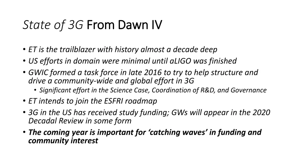 state of 3g from dawn iv from dawn iv