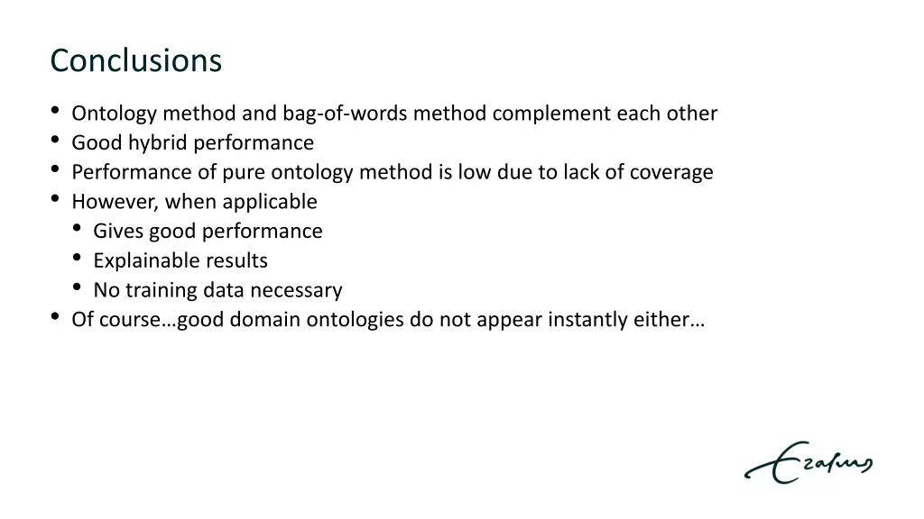 conclusions ontology method and bag of words