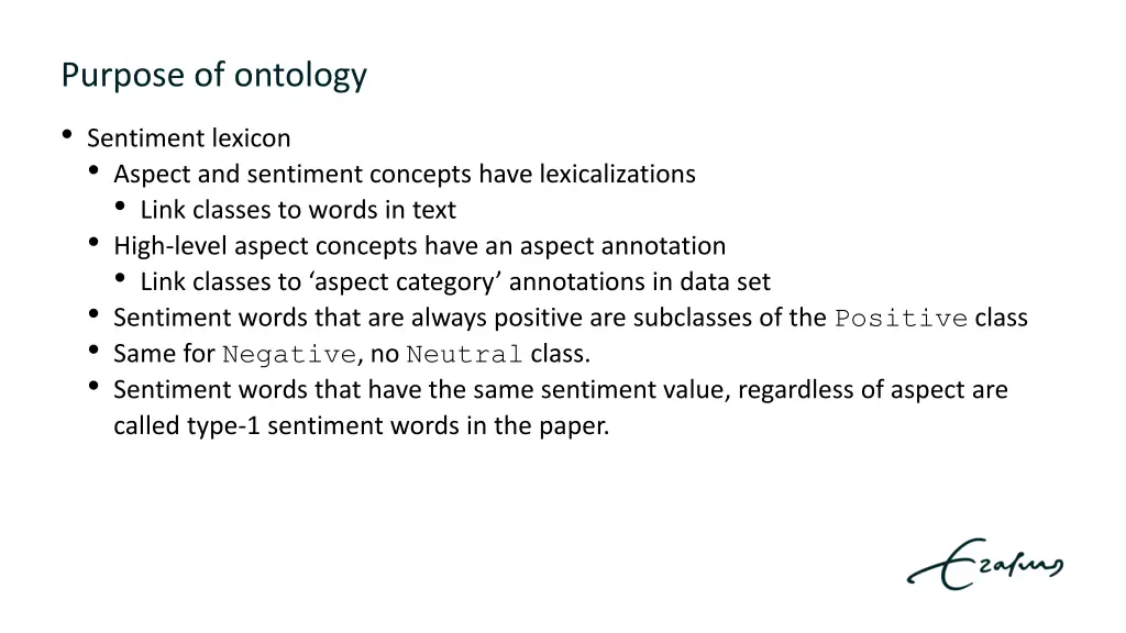 purpose of ontology sentiment lexicon aspect
