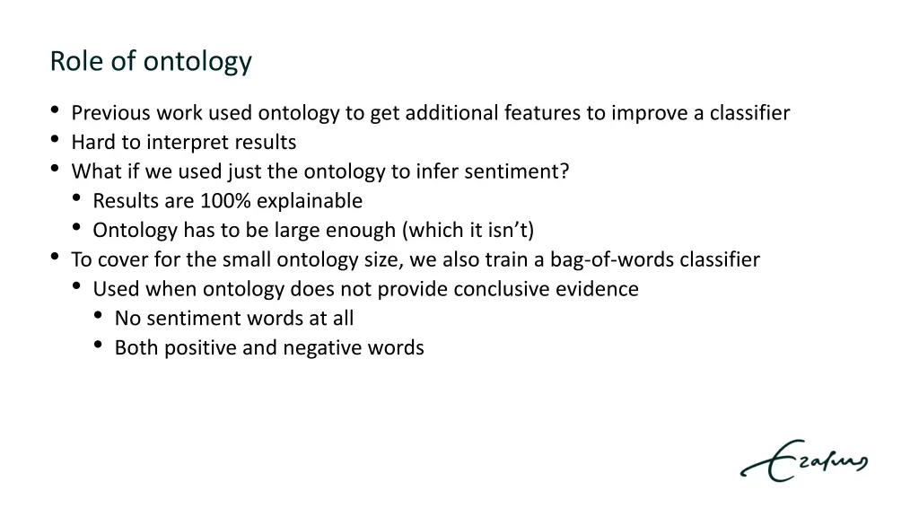 role of ontology previous work used ontology