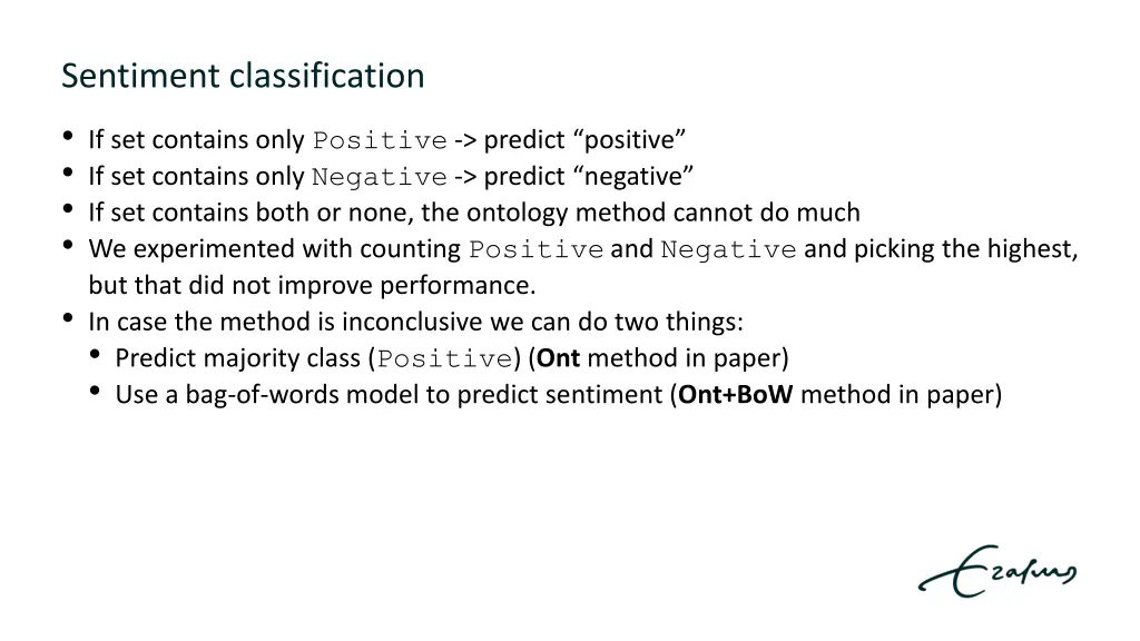 sentiment classification if set contains only