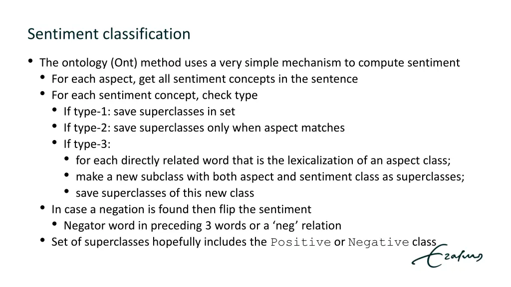 sentiment classification the ontology ont method