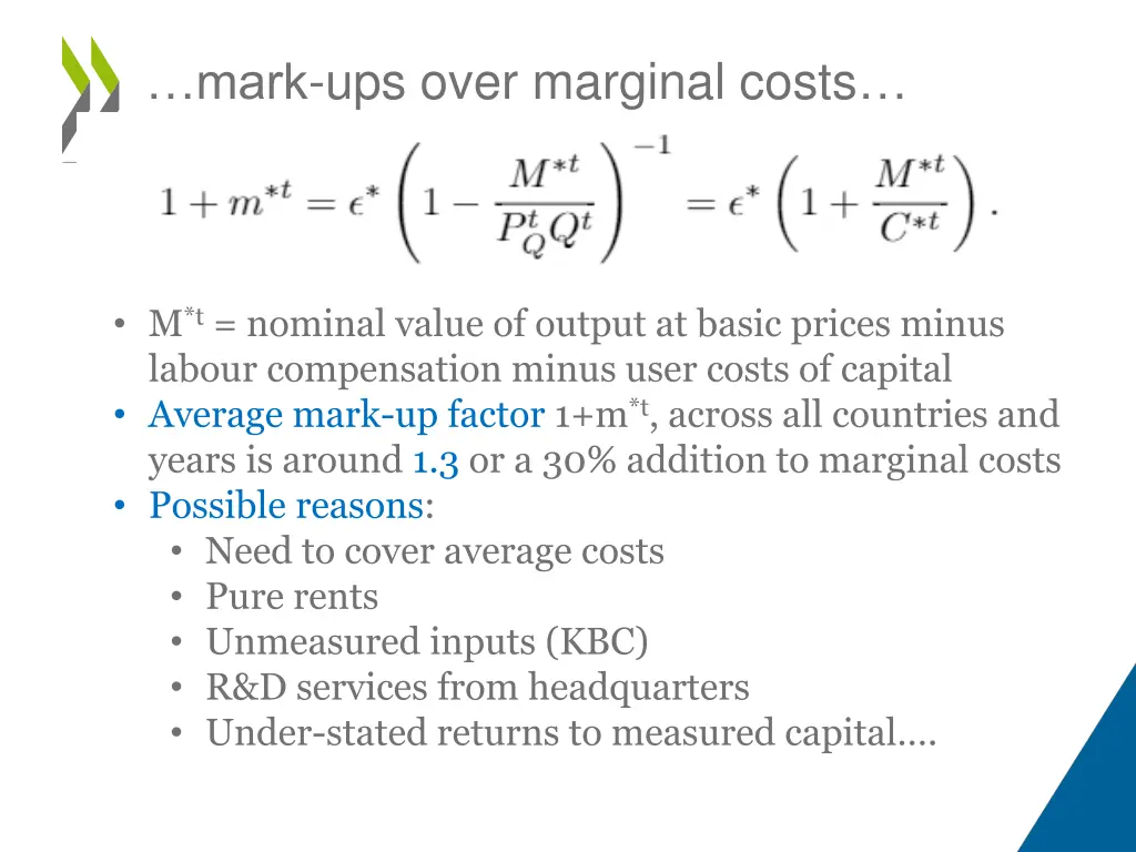 mark ups over marginal costs