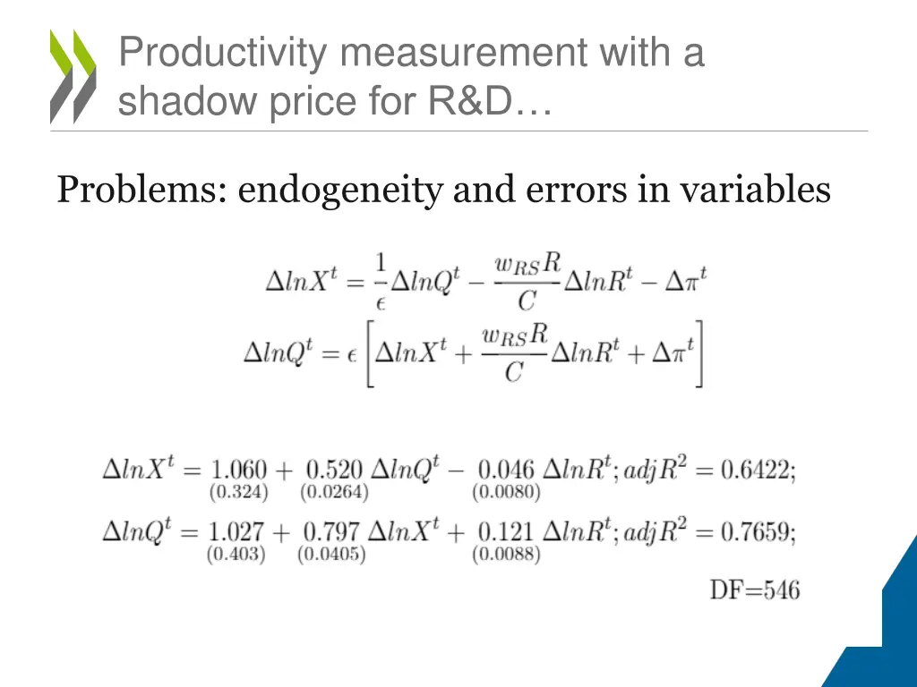 productivity measurement with a shadow price