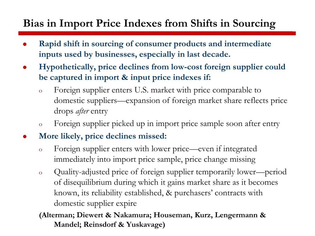 bias in import price indexes from shifts
