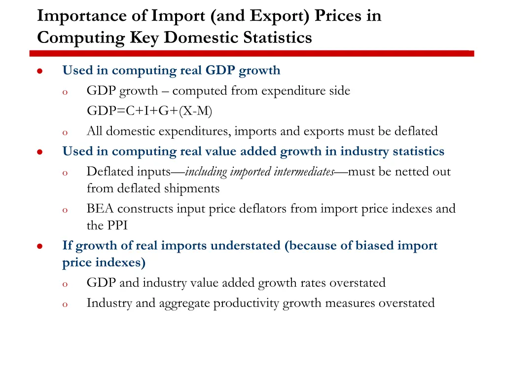 importance of import and export prices