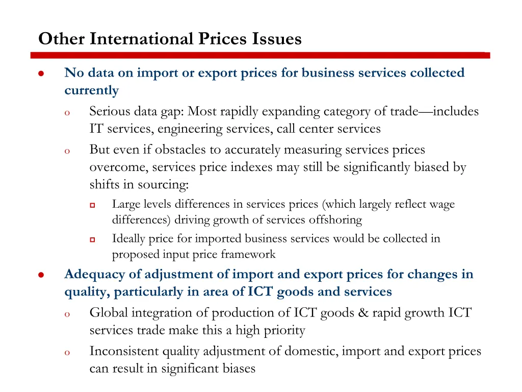 other international prices issues