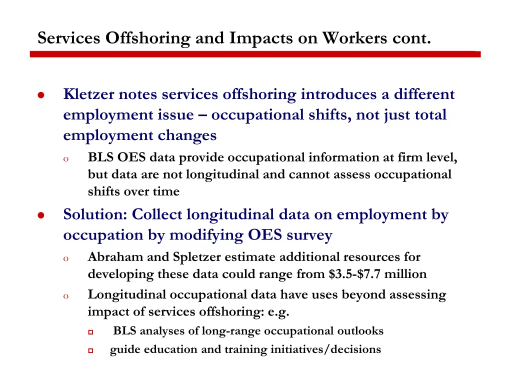 services offshoring and impacts on workers cont