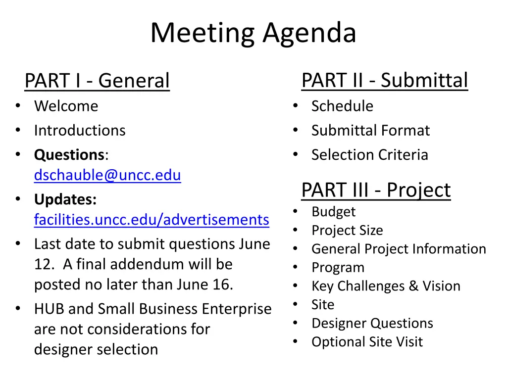meeting agenda