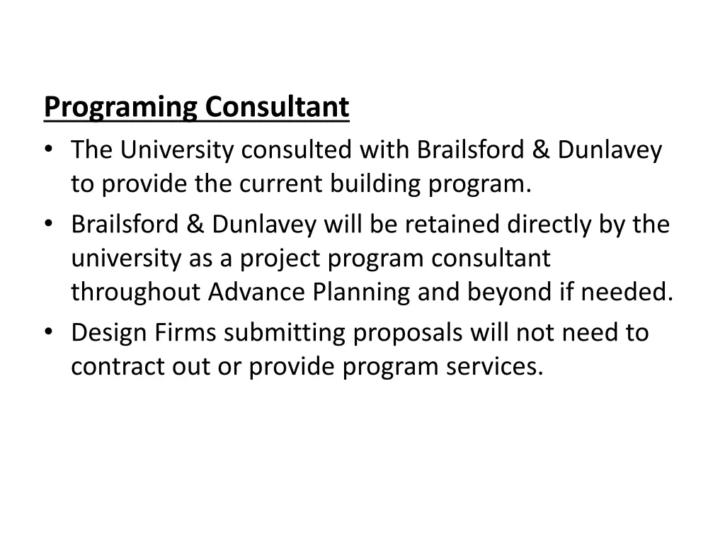 programing consultant the university consulted
