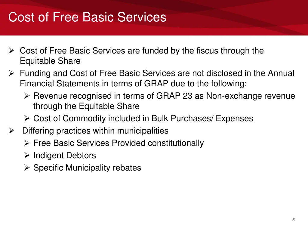 cost of free basic services