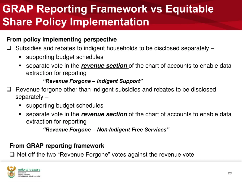 grap reporting framework vs equitable share 1